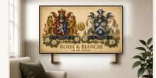 
Charger l'image dans la galerie, Sample Dual Anniversary coat of arms PDF printed and framed — Rossi &amp; Bianchi landscape — Herald Lab